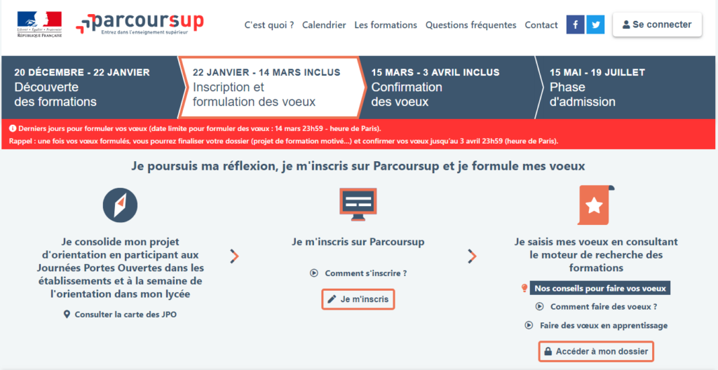 Parcoursup : la date limite pour émettre des vœux est fixée à jeudi 14 mars minuit - VousNousIls